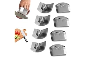 Sunbbingsp 8 Pcs Finger Guard Acier Inoxydable, Protège Doigt Cuisine, Anti Coupe Doigt Cuisine pour Cuisine Trancher Découper Hacher, Argent(Un Seul Doigt + Deux Doigts)