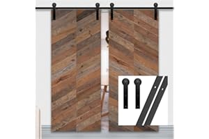 GIFSIN 8.2FT/250cm Barn Door Kit Sliding Barn Door Hardware Kit Sliding Door Kit for Double Door,I-Shaped Hanger