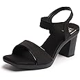 XE Looks Women's Stylish Block Heels | Open-Toe Sandals with Elastic Support | Anti-Skid Sole & Cushioned Footbed Block Heels For Girls & Women