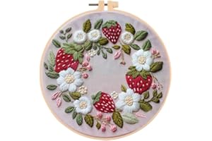 Huacan Embroidery Kits for Beginners, DIY Embroidery Starter Kit with Instruction (Strawberry)