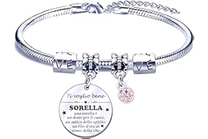 POIUYTRE Regali Natale Sorella Regalo Bracciale Sorella Braccialetto Sorella Donna Regalo per Sorella Regali Bracciali Sorelle Gioielli Famiglia Regalo Sorella Compleanno Regalo di Laurea