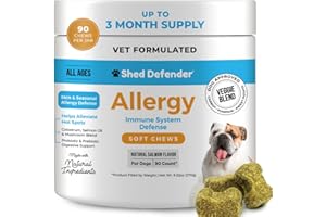 Shed Defender Allergy & Immune System Soft Chew Supplements for Dogs – Skin & Seasonal Allergy Relief – Anti Itch & Hot Spots – Natural Ingredients – Omega 3 Fish Oil, Colostrum, Digestive Probiotics