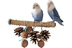 AMSGANK Perchoirs en Bois pour Oiseau, Jouets pour Cages à Oiseaux Perchoirs en Bois Naturel Accessoires de Cages pour Perroquets, Calopsittes, Canaris - 20cm