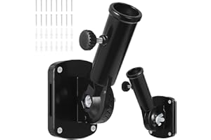 Knpwer 2 Pcs Support Mât Drapeau Mural,Support Mât Drapeau Réglable,Support Mural Réglable Support de Mât de Drapeau,Métal Mât Drapeau Réglable