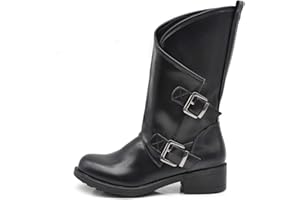 IF Fashion Scarpe da Donna Stivali Stivaletti Biker Fibbie Anfibi 337