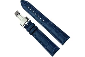 RECHERE Leather Watch Band Strap Deployment Clasp