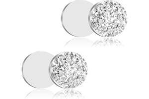 RRICHH 10MM Magnetic Stud Earrings for Mens Womens Non Piercing Clip on Earrings Lymphvity Magnetherapy Painless Fake Zircon Earrings Hypoallergenic Magna Therapy Ear Clips Magnetology Jewellery Gift