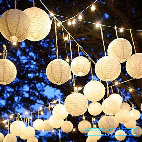 IDEAW 12″ weiße Papier Laterne Lampion rund Lampenschirm Hochtzeit Party Dekoration Ballform (10er Packung) - 7