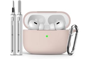 Inesore Compatible with Airpods Pro 2nd/1st Cases Cover,Silicone Protective Case for Apple Airpods Pro 2nd/1st Generation Charging Case with Keychain and Cleaner Pen,for Women Men (Milk Tea)