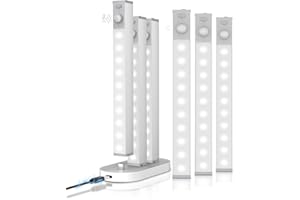 GOODEA Alluminio 6 Dimming Luce Armadio LED Ricaricabile 18cm Senza Fili con Stazione di Carica Barra LED Luce Armadio con Sensore di Movimento luce notturna per Armadio da Lingerie