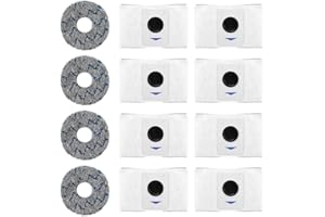 Donkivvy 12 szt. ściereczki do mopa, worki na kurz, zestaw akcesoriów do Ecovacs Deebot T20 Omni / X1 Omni / X1 e Omni robot odkurzający, 4 ściereczki do mopa, 8 worków na kurz, Blue
