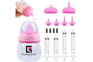 Gufastoe Aufzuchtflasche Haustier, Kätzchen Welpen Flaschen für Still Kit, mit Fütterungsnippel und Spritzen für alle Rassen von Welpen Kätzchen und andere Tiere,15 Stück Rosa