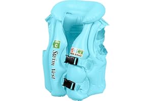 FADCAER Gilet de natation gonflable pour enfants avec protection de la tête, accessoires de natation pour enfants de 1 à 13 ans, garçons et filles