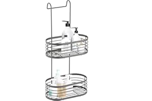 Blue Canyon 2 Tier Hanging Shower Caddy, No Drill Stainless Steel Bathroom Shelf, Non-Rusting Storage Shelves, Shower Accessory for Bathroom Organisation Shelf, Shower Basket Organizer, Grey