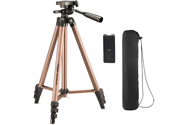 Digitek (DTR 420LW) Tripod for Camera & Smartphone with Holder 4.26ft Max Height, 3Kg Load, 4-Section Legs, 3-Way Head, Quick Release Plate - Ideal for Photography & Videography
