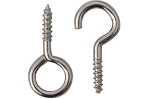 BALOO 20 x Hooks and eyes 25mm net wire curtain screws - 10 x hooks & 10 x eyes