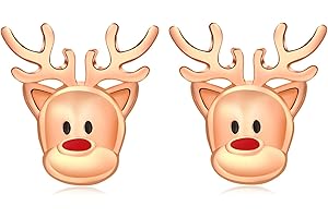 LINSTER Orecchini a forma di renna con pupazzo di neve e albero di Natale per donne, in argento sterling 925, per feste invernali, orecchini di Natale, gioielli di Natale, regali per donne e ragazze