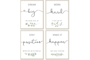 A ART·ZONE Office Decor Poster 8x10 Canvas Prints Unframed Set of 4, Wall Art Prints for Bedroom | Living Room | Classroom, Home Office Accessories Motivational Desk Decor