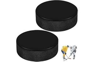 EIHI 2 Pezzi Disco da Hockey su Ghiaccio Ufficiale per Adulti e Bambini,Diametro 3“ /Spessore 1”,Hockey su Ghiaccio Puck Adatto per Uso interno ed Esterno,Anche Come Supporto per il Jack (Nero)