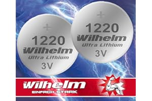 Wilhelm DL1220 CR1220 CR1220 - Pilas de botón (litio, 3 V, 40 mAh, diámetro de 12 x 2,0 mm, 2 unidades)