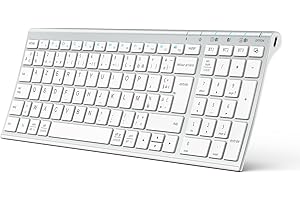 iClever Clavier Bluetooth, Clavier sans Fil Rechargeable Connecter 1 à 3 appareils AZERTY Mac iPad air Pro Tablette Ordinateur PC iPhone iOS Android Windows Ultra-Mince