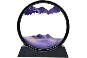AzureLeap Sabbia in Movimento Liquido, Paesaggio 3D con Sabbia Marina, Decorazione Rotonda in Vetro per Scrivania, Casa e Ufficio（Viola-7 pollici）