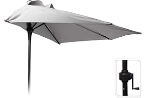 MaxxGarden Parasol de balcon Ø270 cm en demi-cercle - Parasol de jardin - Parasol de terrasse - Protection solaire - UV 50+ - sans Pied - Gris