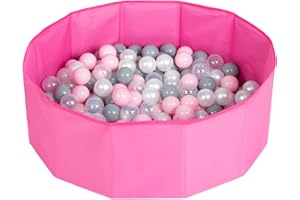 Petsona Piscina Pieghevole Per Cani Con Palline, Vasca Da Bagno Asciutta Per Animali, Rivestimento Sfoderabile E Lavabile, Rosa: Perla/Grigio/Trasparente/Rosa Chiaro