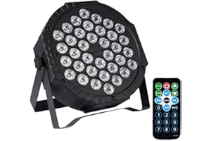 DJBOOMY Stage DJ Par Lights for Party: 36 RGB LED Uplighting Stage Light with Sound Activated Remote DMX Control - Uplights Disco Lights for Parties Events Club Dance Stage Lighting