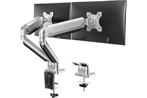 ErGear Dual Monitor Arm for 13-32 Inch Screens, Height Adjustable Dual Monitor Stand with Tilt, Swivel, and Rotate, Solid Aluminum Monitor Arms, Corrosion & Wear Resistant, VESA 75 & 100mm, Silver