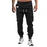 VMSUCIJ Men's Casual Elastic Sports Trousers Long Pants with Pockets Cotton Sports Trousers