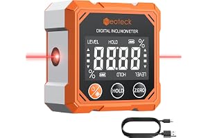 Neoteck Uppladdningsbar digital lutningsmätare med dubbel laser - 4 magnetiska sidor, ±0,1° hög precision, omvänd LCD-skärm - elektronisk nivå för snickeri, gör-det-själv-kakelläggning