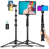 Texlar 60" Phone Tripod Stand for iPhone and iPad - includes Wireless Remote, Cell Phone and Tablet Holders - for Camera Vide
