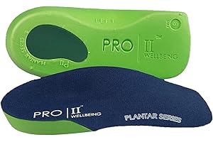 PRO 11 WELLBEING 1 Pair of Slim Fit 3/4 Orthotic Insoles with Heel Pad for Plantar Fasciitis (5/6.5 UK, Green)