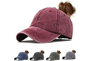 CheChury Femme Casquette de Baseball en Queue de Cheval Vintage Chapeau de Baseball Camionneur Papa Cap Réglable Anti-Soleil Casquettes de Sport Outdoor
