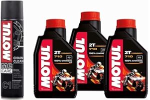 RICAMBI RUSSO Motul 710 2T olio motore moto 2 tempi litri 3 + OMAGGIO MC Care C1 Chain Clean