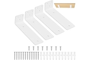 SIGULIKEJI 4 STK Regalhalterung weiß, 150mm Regal Wandhalterung Regalwinkel, L Regalträger Tablarträger, schwebende Schwerlastwinkel Wandregal Halterung Wand für Wandmontage Regalbrett Halterung