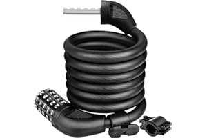MAXDONE Candado Bicicleta 180cm Candado de Cable Cerradura con Bici Combinacion 5 Dígitos Candados Antirrobo Bicicletas Ideal para Bicicleta Monopatín Paseante Cortacésped