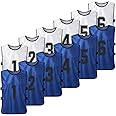 HUIOP Practice Sports Vest 12 PCS Adults Soccer Pinnies 2 Colors Quick Drying Football Team Jerseys Youth Sports Scrimmage Soccer Team Training Numbered Bibs Practice Sports Vest, M