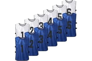 ERYUE Gilet, 12 PCS Adultes Football Pinnies 2 Couleurs Séchage Rapide Maillots D'équipe De Football Sport pour Jeunes Scrimmage Équipe De Football Entraînement Bavoirs Numérotés Pratique Sport Gilet