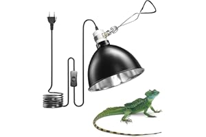 BrightArk E27 Reptilien Terrarium Wärmelampenfassung 200W Dome Lampe 21CM Wärmelampen Schildkröten AC220-240V Reptilien Lampenschirm für Terrarium, Eidechsen, mit Haken und Klammern (Keine Glühbirne)