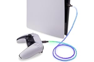 PlayVital 2M Cavo USB Type C Luminoso per ps5 Controller,Cavetto Dati Ricarica Tipo C con LED per Xbox Series X S/Elite Series 2,per Switch Pro Joystick, per PS Portal Remote Player