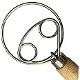 Axpdefi 13 Inch Bread Dough Whisk, Double Eyes Stainless Steel Danish Dough Whisk, Egg Beater with Wooden Handle, Bread Dough Mixer Accessory Tool for The Kitchen