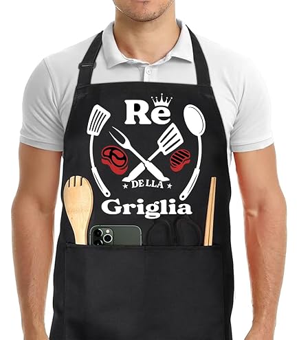 Grembiule Da Cucina Uomo - Regalo Originale Per Papà - Impermeabile E Anti-olio, Regolabile Per BBQ, Cucina E Giardinaggio - 2