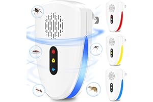 NATURAS AUTHERIC Ultrasonic Pest Repeller, Mouse Repellent, Plug in Pest Control Indoors, 3 Model Effective Anti Rats, Mosquito, Spider, Mice, Cockroach, Rodent Repellent Plug in, Harmless to Human Pets(4 PCS)