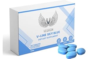 VEGRON V Line Sky Blue – 20 Pills x 100mg | Fast Acting Male Performance Enhancement | 100% Natural Supplement with Red Ginseng & Zinc | Energy & Stamina Support | Made in UK