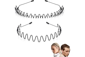 KELUBATU Metal Headband Sports Hair Bands for Men Black Fashion Non-slip Hair Hoop Outdoor Sports, Weddings,Daily Wear（2pcs）