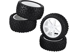 Tyenaza RC Car Rubber Tire, 4pcs RC Truck Rubber Tire nylon Wheel Accessory Parts for 1/10 ZD Racing Buggy Crawler Car(White)