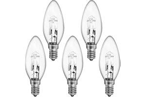 Sarveeta SES E14 Halogen Candle Bulbs 28W dimmable, 5 Pack Small Edison Screw Bulbs 2800K Warm White [Energy Class G]