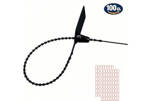 Apstaqeoo 100PCS Plastic Anti-Tamper Seals, Safety Zip Ties for Fire Extinguisher Security Seals Pull Tite Security Tags for Luggage Disposable Self-Locking Tie 250mm Length Included Labels (Black)